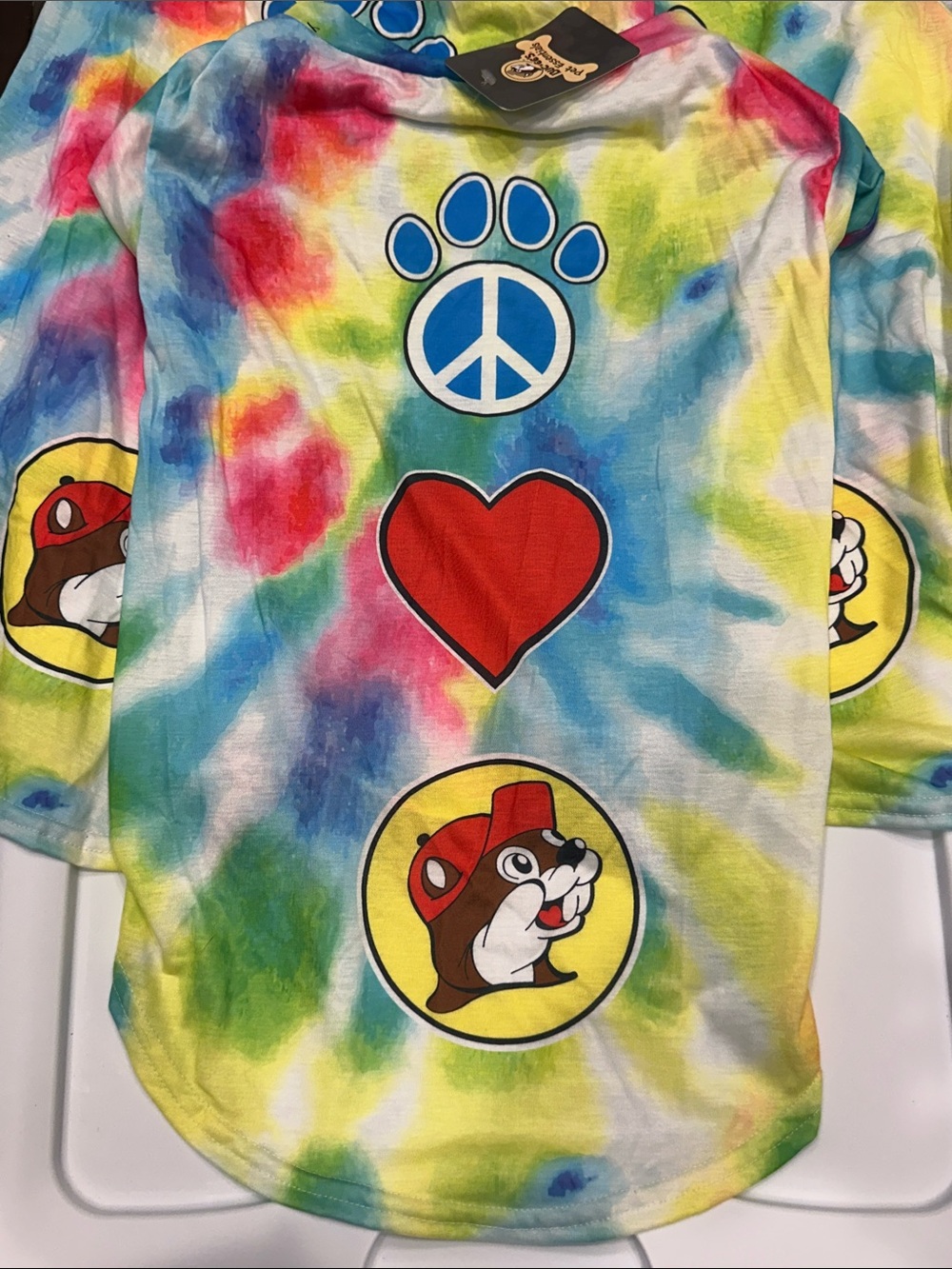 BUC-EES pet dog XL Tie-Dye Paw peace love heart Graphic Tee shirt lot set 3 new